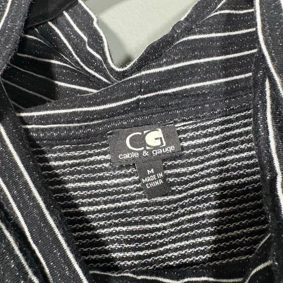 Cable & Gauge Women's Black & White Striped Tunnel Neck Sweatshirt - Size Medium - Picture 4 of 6